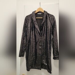 Zara Black Sequin Blazer Dress